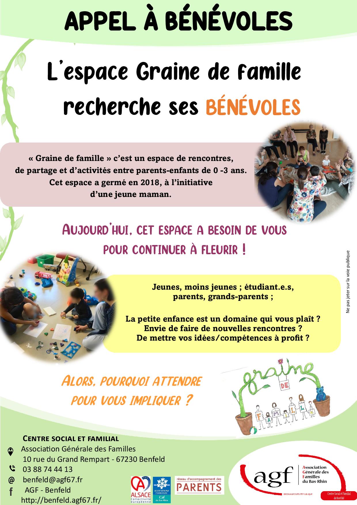 L’espace Graine de Famille recherche ses bénévoles L’espace Graine de Famille recherche ses bénévoles